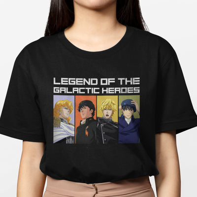 Front view of The Galactic Heroes T-Shirt with anime design