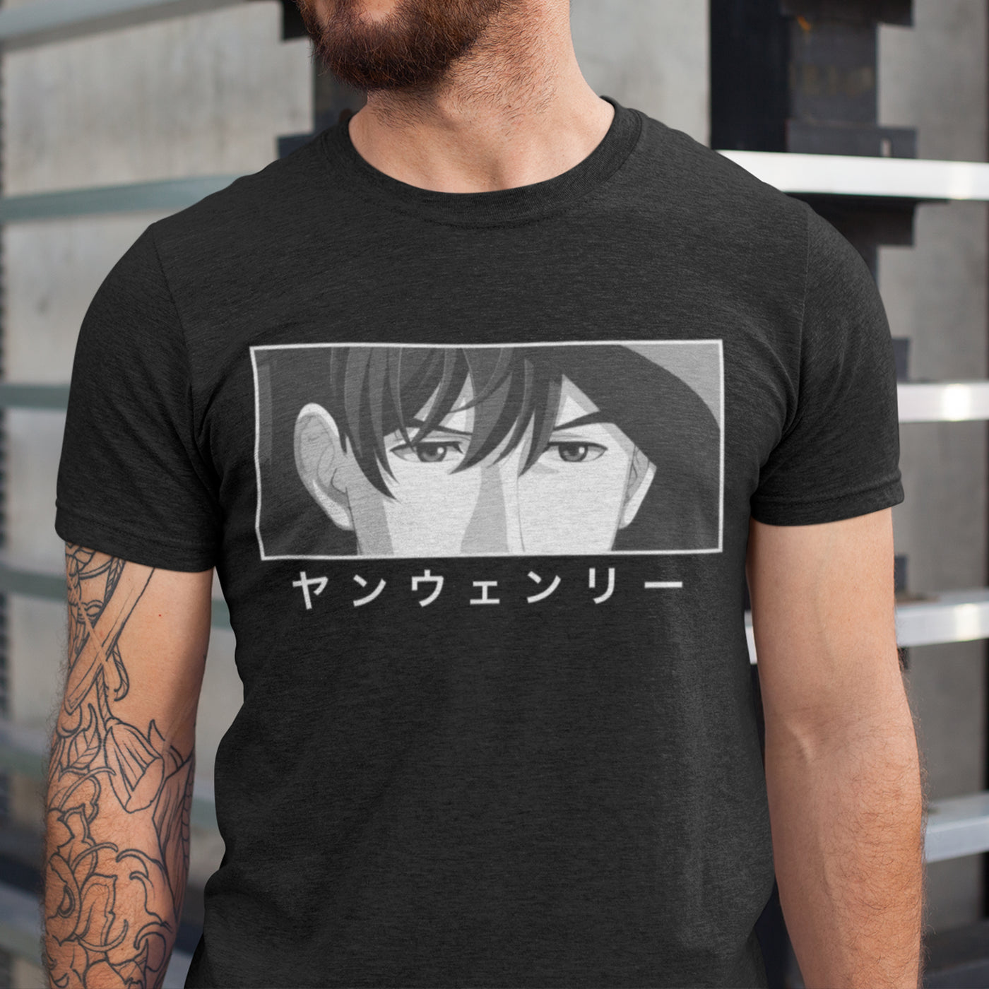 Front view of Wen-li Yang T-Shirt with anime graphic