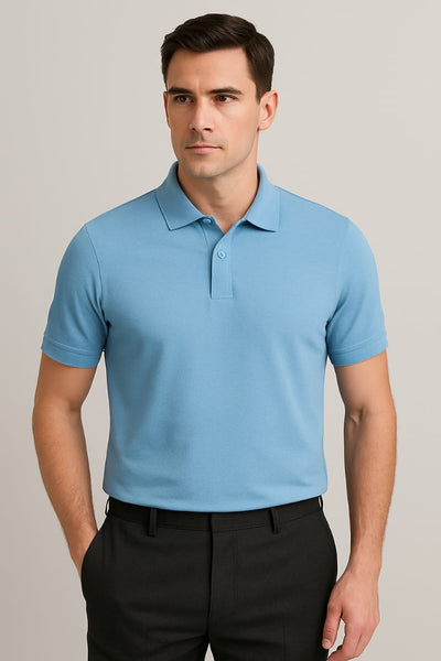 Unisex Plain Polo T-Shirt styled with jeans